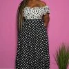 Boutique115 Size 24+ Plus Size "Opposites Attract" Maxi Skirt Set - Black White Polka Dot