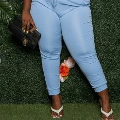 Boutique115 Bottoms "Function" Slinky Joggers - Cloud Blue