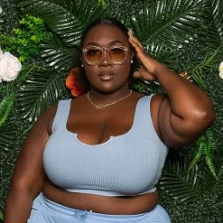 Boutique115 Tops "Can I Wear A Crop Top"" Cropped Tank Top - Sky Blue