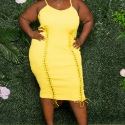 Boutique115 Dresses "Hooked On You" Ribbed Laced Dress - Pink