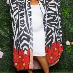 Boutique115 "Rise And Grind" Safari Duster - Multi Red Black White