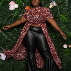 Boutique115 Sales Shop 33 Boutique115 "Cheetah Girl" Cropped Half Maxi Top - Black Fuchsia Animal Tops