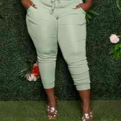 Boutique115 Bottoms "Function" Slinky Joggers - Sage