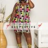 Boutique115 Plus Size "Glam Frenzy" Sequin Color Block Pattern Dress - Multi Fuchsia Lime Green Dresses