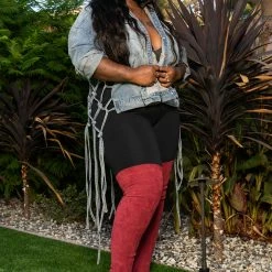 Boutique115 "Do What Ya Like" Caged Denim Jacket - Blue Jean Outerwear