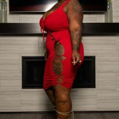 Boutique115 "Single Life'" Lace Up Party Dress - Red Dresses