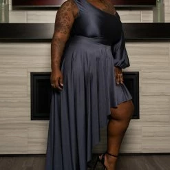 Boutique115 "Break Out The Champagne" One Shoulder Fancy Party Dress - Magnificent Maritime Blue Dresses