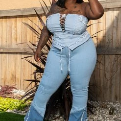 Boutique115 Tops "Crazy In Love" Stringy Corset - Baby Blue