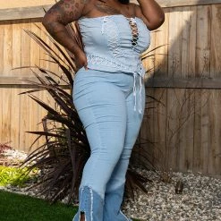 Boutique115 Tops "Crazy In Love" Stringy Corset - Baby Blue