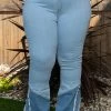 Boutique115 Bottoms "Steppin" Split Bell Bottom Two Tone Jeans - Blue Denim