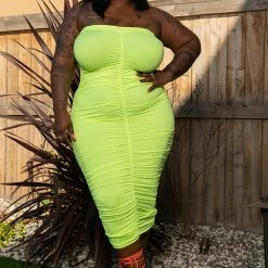 Boutique115 "Better Days Are Here" Ruched Skirt Set - Neon Green