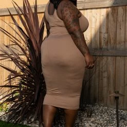 Boutique115 Basic Mid Tank Dress - Beige