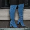 Boutique115 "Myra" Over The Knee Boots Suede - Blue Shoes
