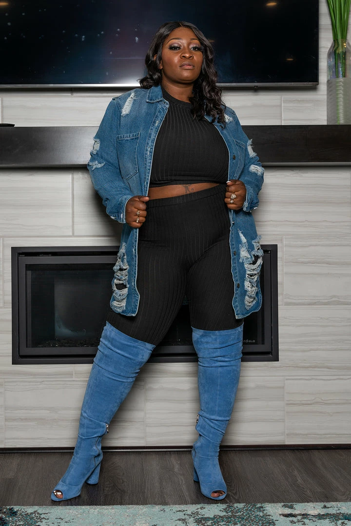 Boutique115 "Myra" Over The Knee Boots Suede - Blue Shoes 5 Boutique115 "Myra" Over The Knee Boots Suede - Blue Shoes