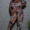 Boutique115 Jumpsuits + Rompers Plus Size "Trap Queen" Denim Print Jumpsuit - Multi