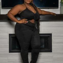 Boutique115 Jumpsuits + Rompers "Pump Your Brakes" Scrunched Jumpsuit - Black