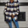 Boutique115 "The Block Is Hot" Plaid Jacket - Navy Blue Yellow