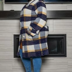 Boutique115 "The Block Is Hot" Plaid Jacket - Navy Blue Yellow