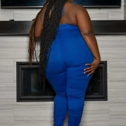 Boutique115 "Pump Your Brakes" Scrunched Jumpsuit - Royal Blue