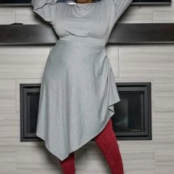 Boutique115 Plus Size "Terry On" Sweater Dress - Heather Gray