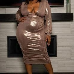 Boutique115 Sales Shop 47 Boutique115 "Golden Girl" Shimmery Holiday Dress - Champagne