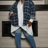 Boutique115 "Oh So Cozy" Oversized Plaid Pull Over - Blue