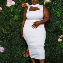 Boutique115 "Way Too Pricey" Cut Out Midi Dress - White