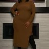 Boutique115 Plus Size "Big Mackin" Midi Ribbed Dress - Mocha
