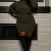 Boutique115 Tops Plus Size "Hey Shortie" Ribbed Mini Dress Top - Olive