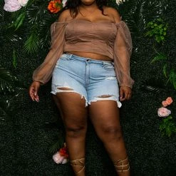 Boutique115 Tops "Top It Off" Sweetheart Crop Top - Brown