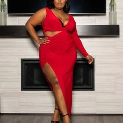 Boutique115 Plus Size "All I Want For Christmas" Party Dress - Red Dresses