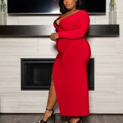 Boutique115 Plus Size "All I Want For Christmas" Party Dress - Red Dresses