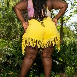 Boutique115 Bottoms "Kaboom" Fringe Shorts - Neon Yellow