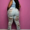 Boutique115 Bottoms "I Can Back It Up" Ripped Wide Leg Jeans - Light Denim Blue 8088p