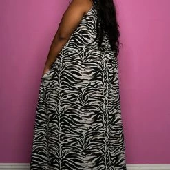 Boutique115 Dresses "Carry On" Oversized Maxi Dress - Zebra Black White