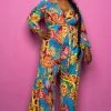 Boutique115 Jumpsuits + Rompers "She Amuses Me" Wide Leg Floral Jumpsuit - Spring Blue Multi