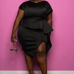 Boutique115 "Cocktail Princess" Peplum Party Dress - Black Dresses