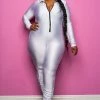 Boutique115 "Space Jam" Slinky Catsuit - White Jumpsuits + Rompers