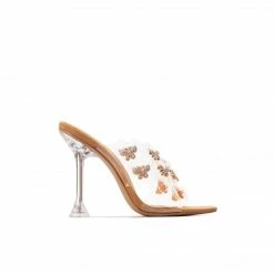 Boutique115 Cape Robbin "Mile High" Butterfly Lucite Heel Sandal - Clear