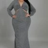 Boutique115 Dresses "Hips Don't Lie" Cut Out Maxi Gown - Silver