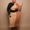 Boutique115 "3 The Hard Way" Color Block Midi - Rust Mocha Black