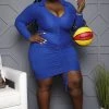 Boutique115 Plus Size "Ego Trippin" Long SLeeve Shirt Dress - Royal Blue Dresses