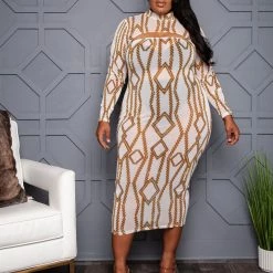 Boutique115 Plus Size "Cuban Links" Mesh Dress Set - White