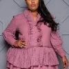 Boutique115 Dresses Plus Size "Carmin" Ruffle Oversize A Line Dress - Mauve