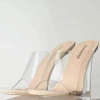 Boutique115 Cape ROBBIN LEMONADE Clear Wedge Heels - Nude Shoes