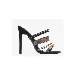 Boutique115 Cape Robbin "Quatro" Spike Stud Square Toe Stiletto - Black