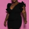 Boutique115 Plus Size "Raise The Bar" Ruffle Mine Dress - Black