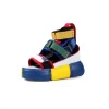 Boutique115 Shoes Anthony Wang "Cranberry 07" Platform Sandal - Blue/Yellow/Multi